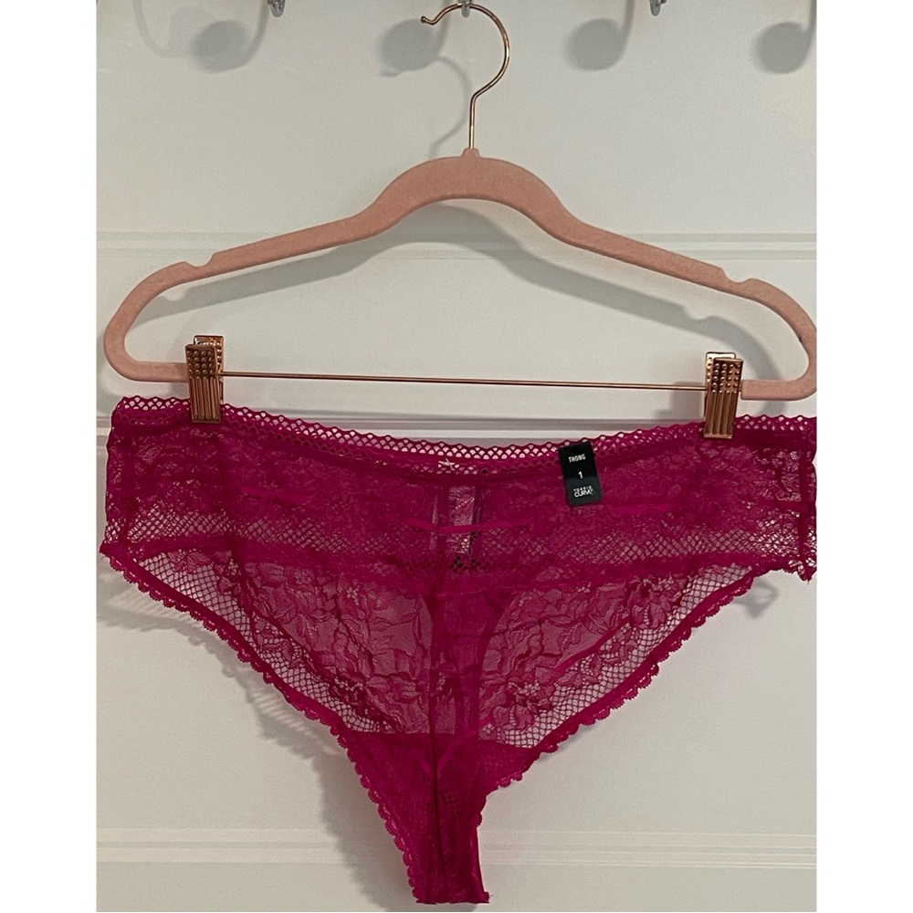 Torrid Elegant Lace Women's Thong Panties - Fuchsia NWT SZ 1X, 2X - Picture 8 of 13